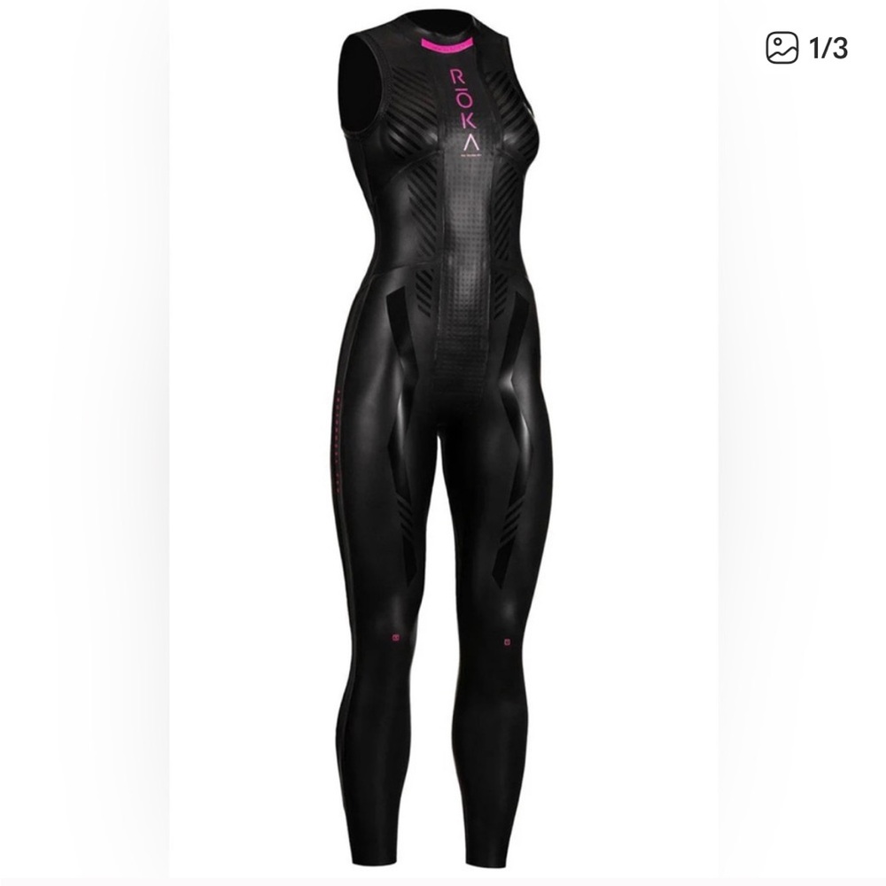 ROKA Women's Black One Piece Swimsuit  Maverick Pro II sleeveless wetsuit